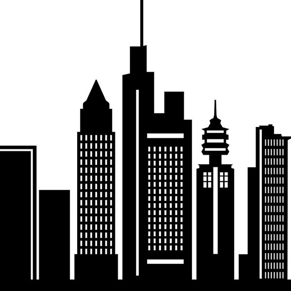 FRANKFURT MAIN SKYLINE Umriss Silhouette Vektor svg eps jpg png