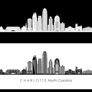 CHARLOTTE North Carolina Usa SKYLINE City Outline Silhouette Vector Graphic svg eps jpg png
