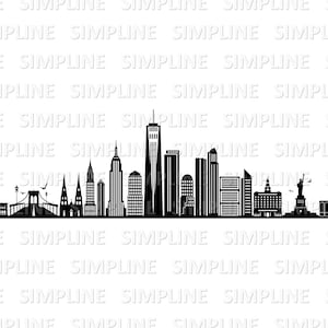NEW YORK usa SKYLINE City Outline Silhouette Vector Graphics svg eps jpg png