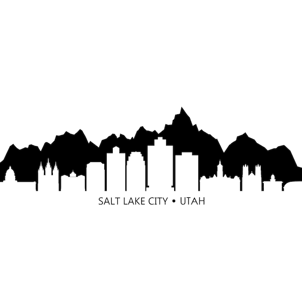 SALT LAKE CITY Utah Usa Skyline City Mountains Outline Silhouette Vector Graphic svg eps jpg png