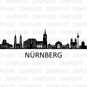 NUREMBERG Germany Bavaria SKYLINE city outline silhouette vector graphics svg eps dxf pdf png