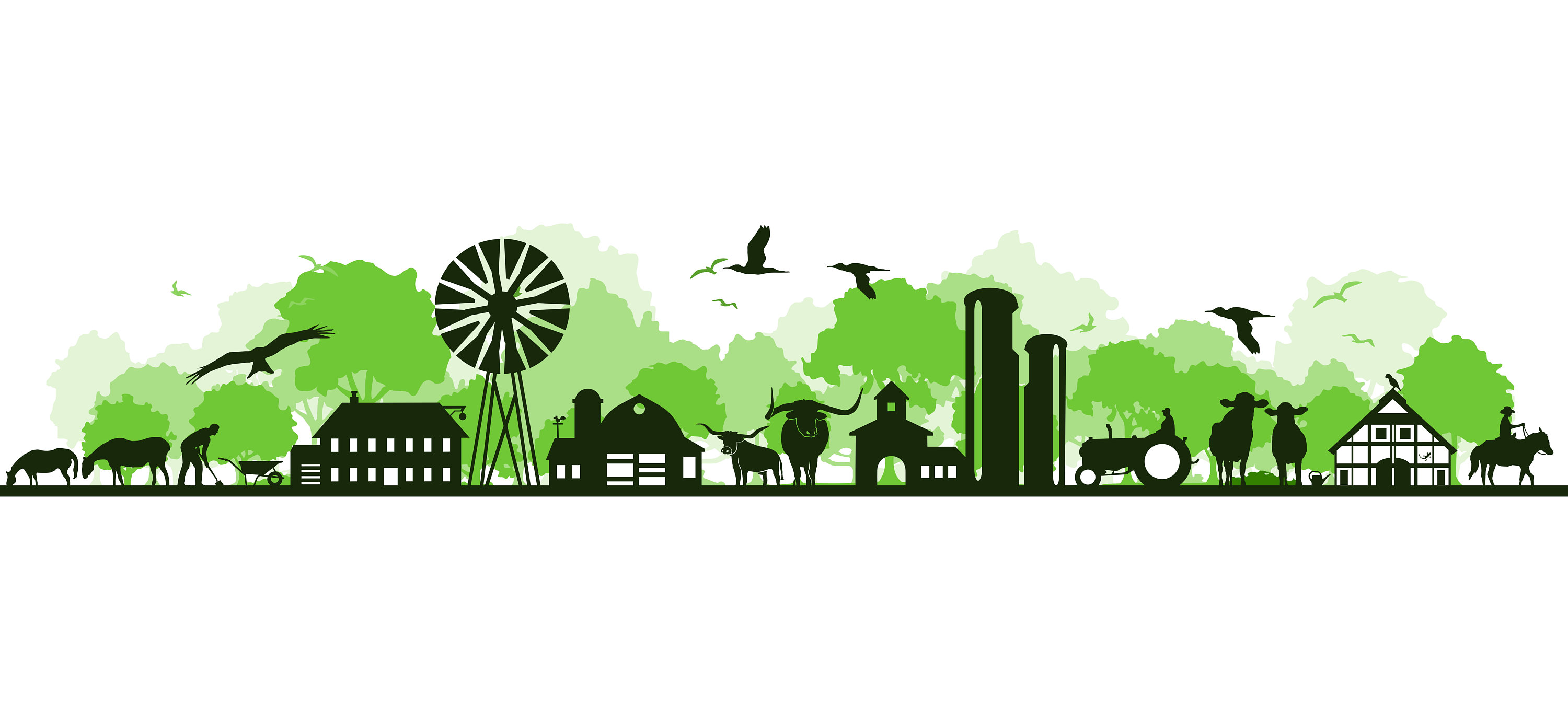 RANCH FARM FARM Agriculture Landscape Outline Silhouette Vector Graphic ...