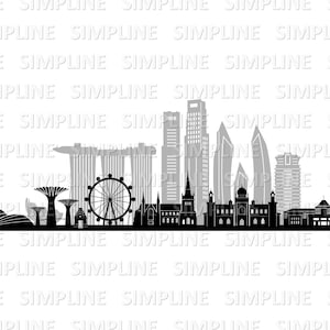 SINGAPORE City SKYLINE Outline Silhouette Vector svg eps jpg png