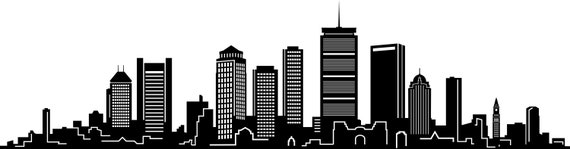 Boston Skyline Outline Silhouette Svg Eps Jpg Png Etsy