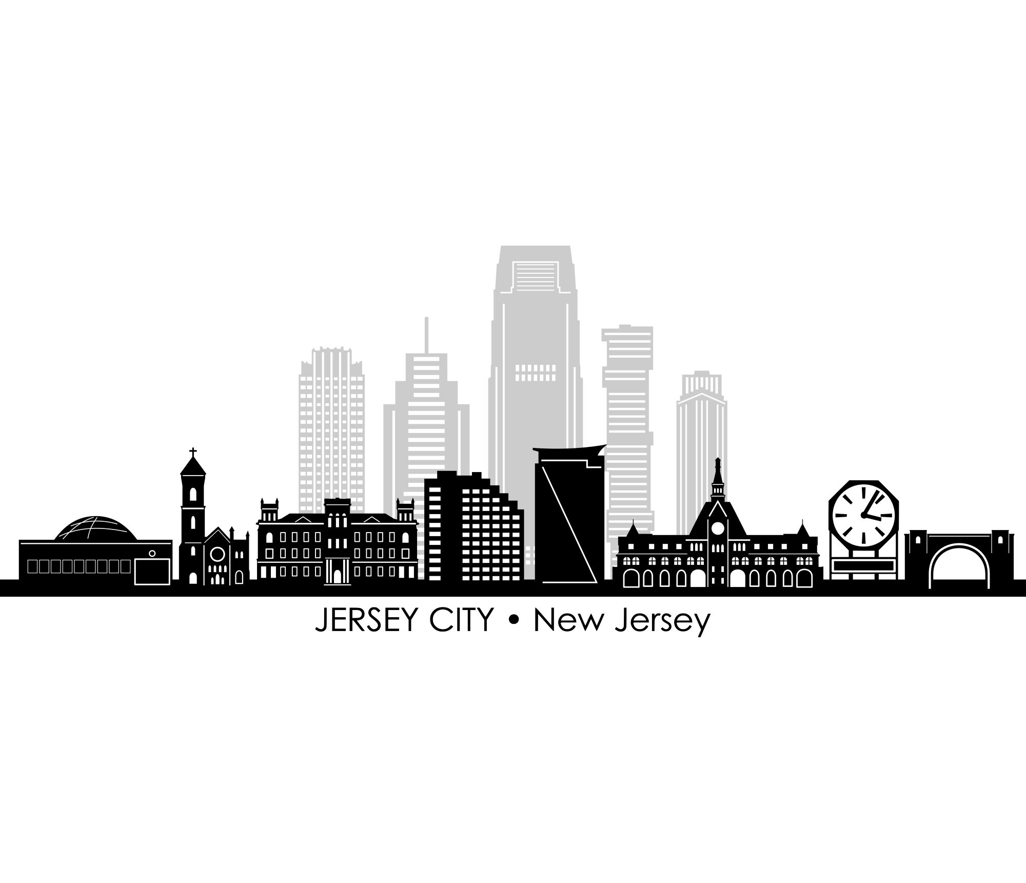 JERSEY City New Jersey USA SKYLINE Outline Silhouette Vector - Etsy UK