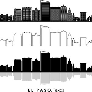 EL PASO Texas USA Skyline City Outline Silhouette Vector Graphic svg eps jpg png
