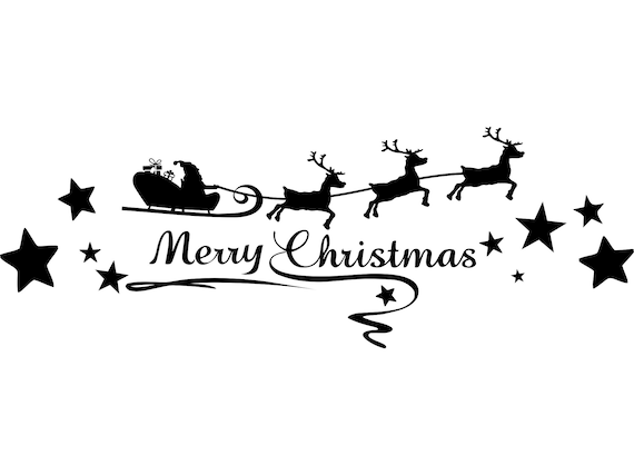 WEIHNACHTEN RENTIER SCHLITTEN Rentier Schlitten Gruß Silhouette Vektor svg eps jpg png