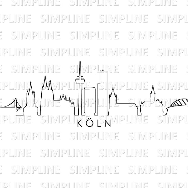 KÖLN NRW Deutschland SKYLINE City Umriss Silhouette Vektor Grafik svg eps png