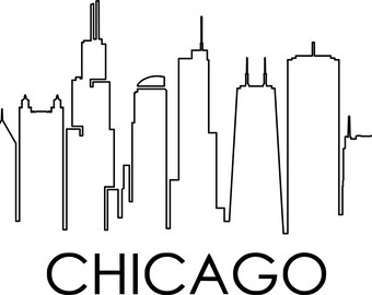 CHICAGO City SKYLINE Outline Silhouette Vector svg eps jpg png | Etsy