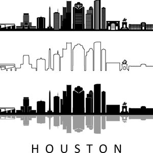 HOUSTON City SKYLINE Outline Silhouette Vector svg eps jpg png