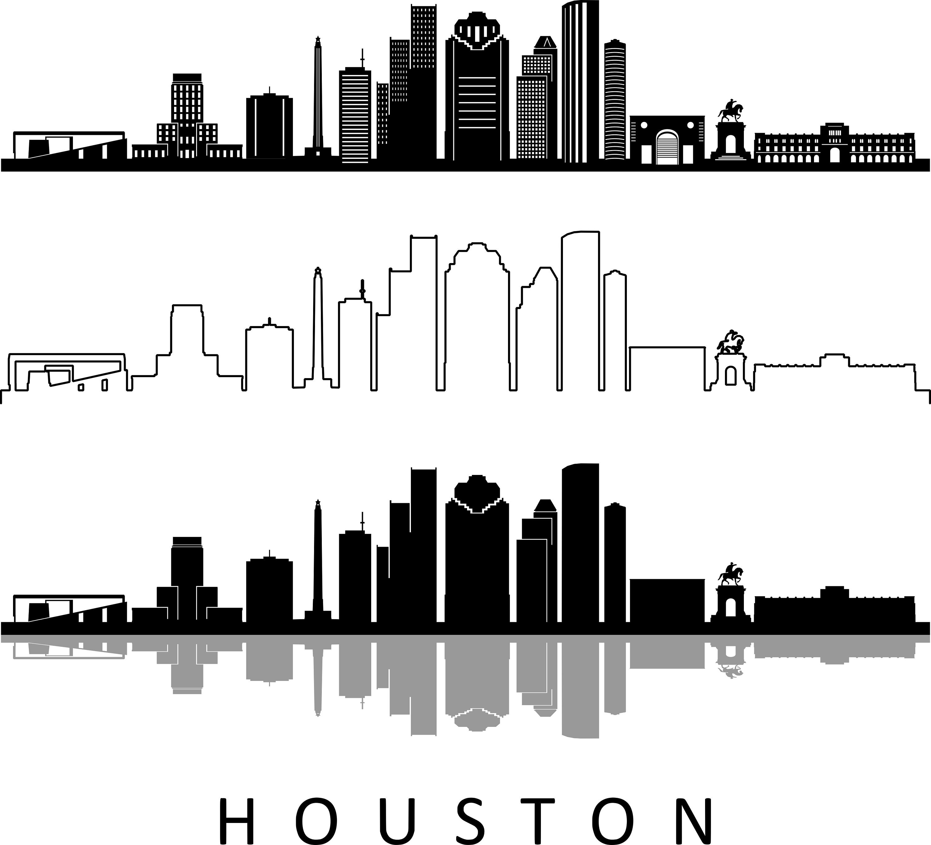 HOUSTON City SKYLINE Outline Silhouette Vector Svg Eps Jpg Png - Etsy
