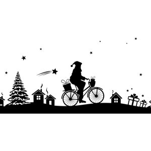 Natal Papai Noel silhueta de bicicleta gráfico vetorial svg eps jpg png