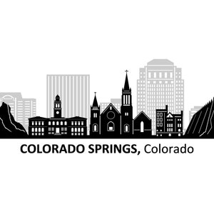 COLORADO Springs Colorado USA SKYLINE City Outline Silhouette Vector Graphic svg eps jpg png