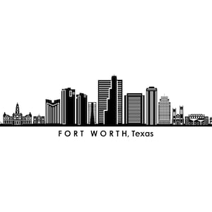 FORT WORTH Texas Usa SKYLINE City Outline Silhouette Vector Graphic svg eps jpg png