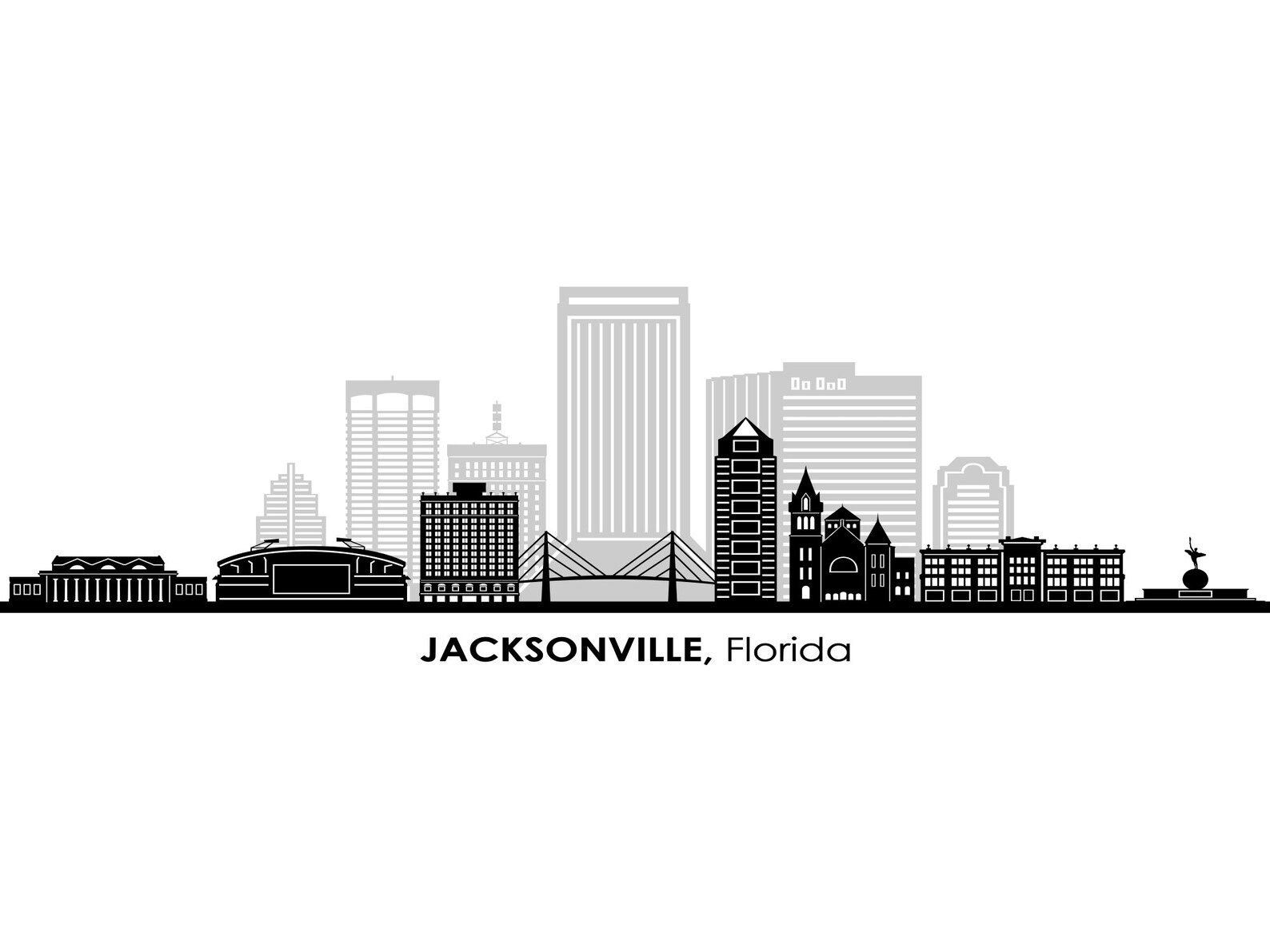 JACKSONVILLE Florida USA SKYLINE City Outline Silhouette Etsy