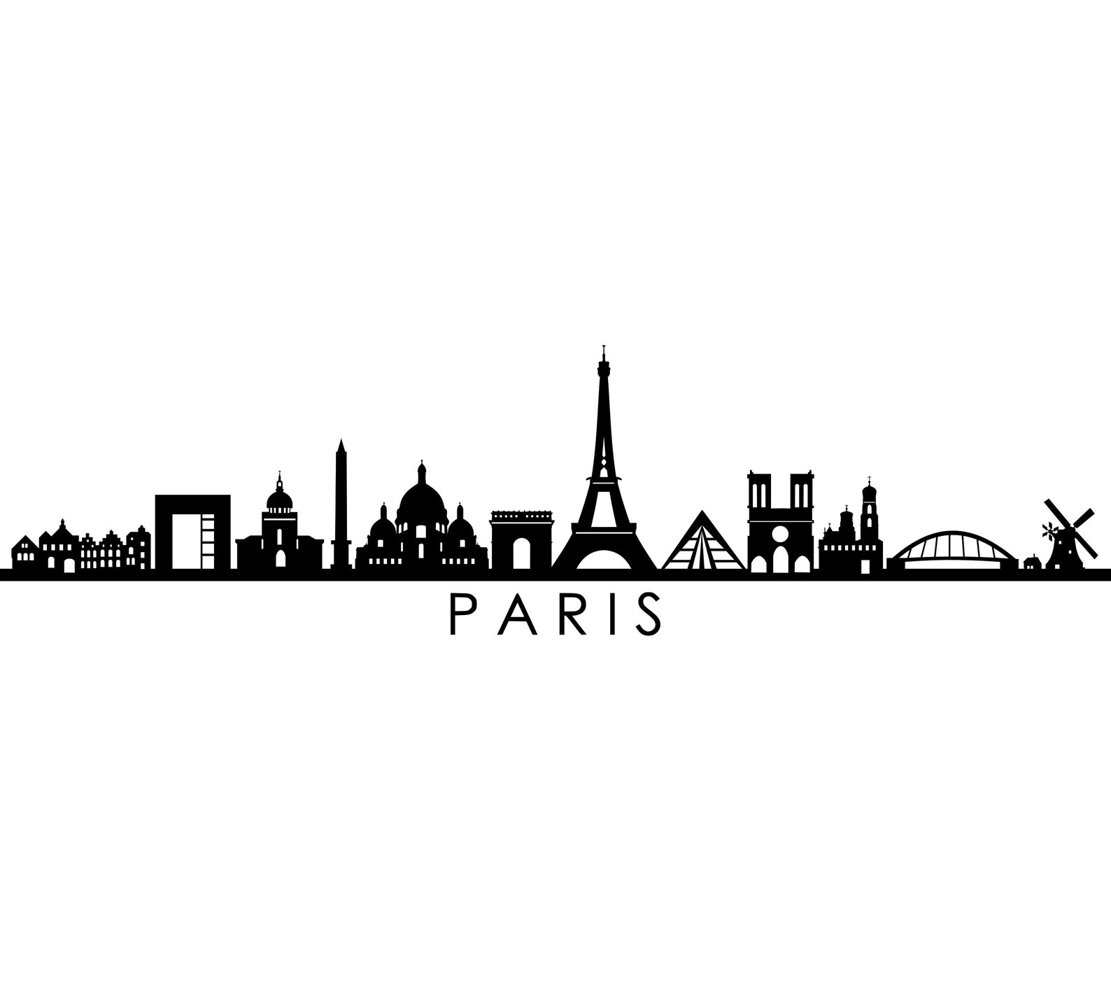 PARIS Eiffel Tower France SKYLINE City Outline Silhouette Vector