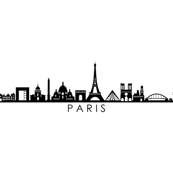 PARIS Eiffel Tower France SKYLINE City Outline Silhouette Vector Graphics svg eps jpg png