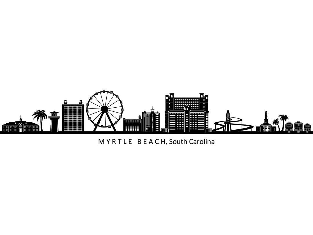 MYRTLE BEACH South Carolina Usa SKYLINE City Outline (Download Now) - Etsy