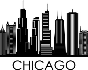 CHICAGO City SKYLINE Outline Silhouette Vector svg eps png