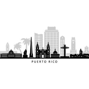 PUERTO RICO Usa Island SKYLINE City Outline Silhouette Vector Graphic svg eps jpg png