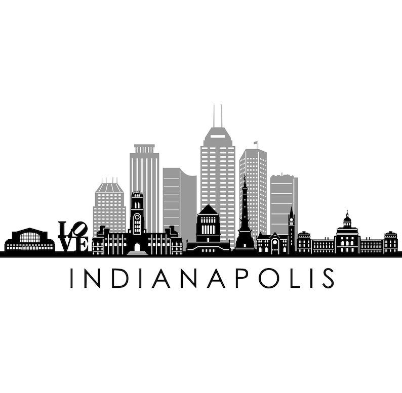 INDIANAPOLIS Indiana USA SKYLINE City Outline Silhouette Vector Graphic svg eps jpg png image 1