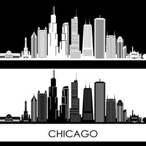 CHICAGO Illinois EUA SKYLINE City Outline Silhouette Vector Graphic svg eps jpg png