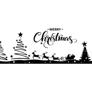 CHRISTMAS REINDEER SLEIGH Reindeer Sledge Outline Silhouette Vector svg eps jpg png