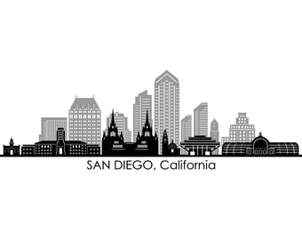 SAN DIEGO California Usa SKYLINE City Outline Silhouette Vector Graphics svg eps jpg png