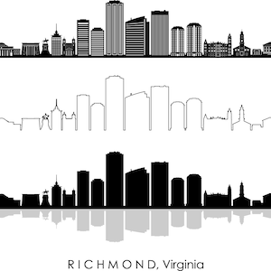 RICHMOND Virginia USA SKYLINE City Outline Silhouette Vector Graphic svg eps jpg png