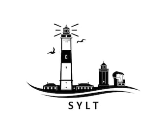 SYLT North Sea Island SKYLINE City Outline Silhouette Vector Graphic svg eps dxf png