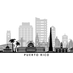 PUERTO RICO USA Skyline City Outline Silhouette Vector Graphic svg eps jpg png