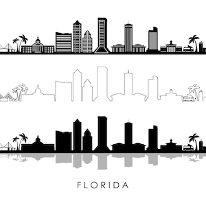 FLORIDA State USA SKYLINE City Outline Silhouette Vector Graphic svg eps jpg png
