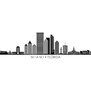 MIAMI Floride USA SKYLINE City Contour Silhouette Vector Graphic svg eps jpg png