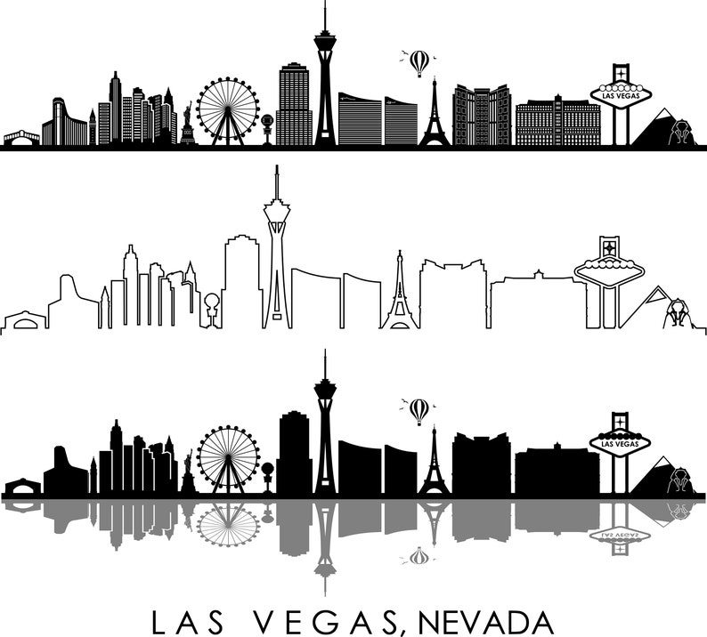 Download LAS VEGAS City Nevada SKYLINE Outline Silhouette Vector svg | Etsy