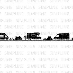 Camping Husbil Tält Silhuett Vektor svg eps png