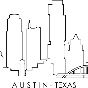 AUSTIN Texas USA SKYLINE City Outline Silhouette Vector Graphic svg eps jpg png