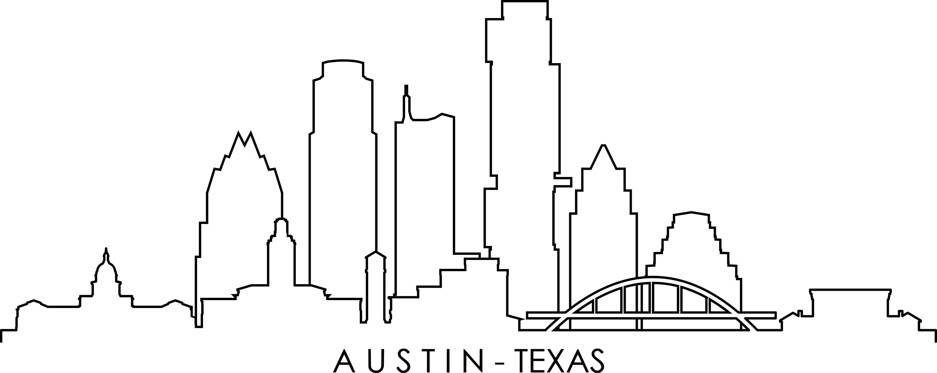 AUSTIN Texas USA SKYLINE City Outline Silhouette Vector - Etsy