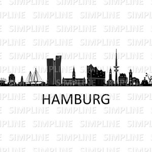 HAMBURG Duitsland Elbe SKYLINE stad overzicht silhouet vector grafische SVG EPS DXF PDF PNG