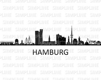HAMBURG Germany Elbe SKYLINE City Outline Silhouette Vector Graphic svg eps dxf pdf png