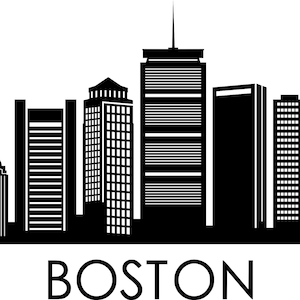 BOSTON City SKYLINE Outline Silhouette Vector svg eps jpg png