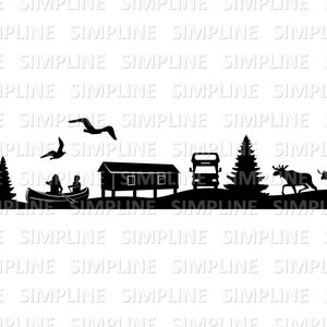 ESCANDINÁVIA Paisagem Motorhome contorno silhueta gráficos vetoriais svg eps png