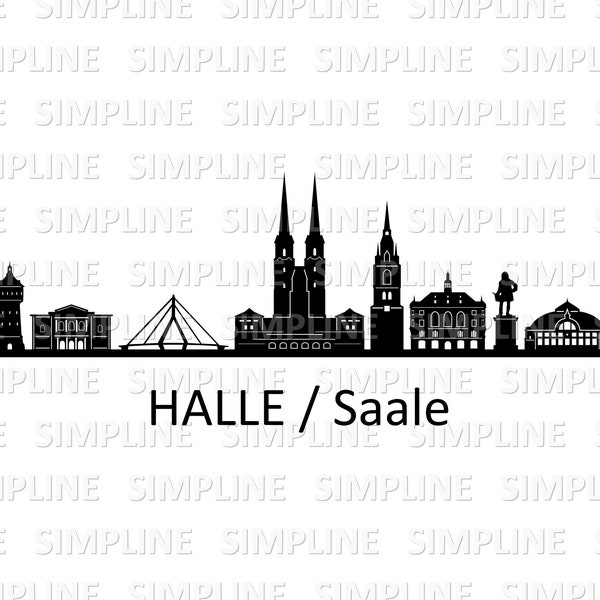 HALLE Deutschland Sachsen-Anhalt SKYLINE Stadt Umriss Silhouette Vektor Grafik svg eps dxf pdf png