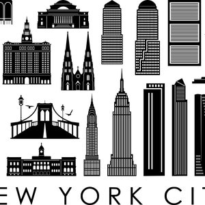 NUEVA YORK City SKYLINE contorno silueta vector svg eps jpg png