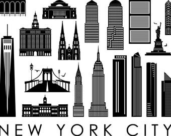 NEW YORK City SKYLINE outline silhouette vector svg eps jpg png
