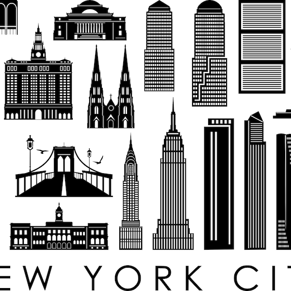 NEW YORK City SKYLINE contour silhouette vecteur svg eps jpg png