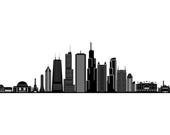 CHICAGO City Illinois SKYLINE Umriss Silhouette Vektor svg eps jpg png