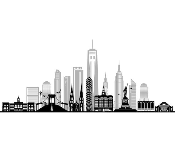 NEW YORK City SKYLINE Outline Silhouette Vector Svg Eps Jpg - Etsy UK