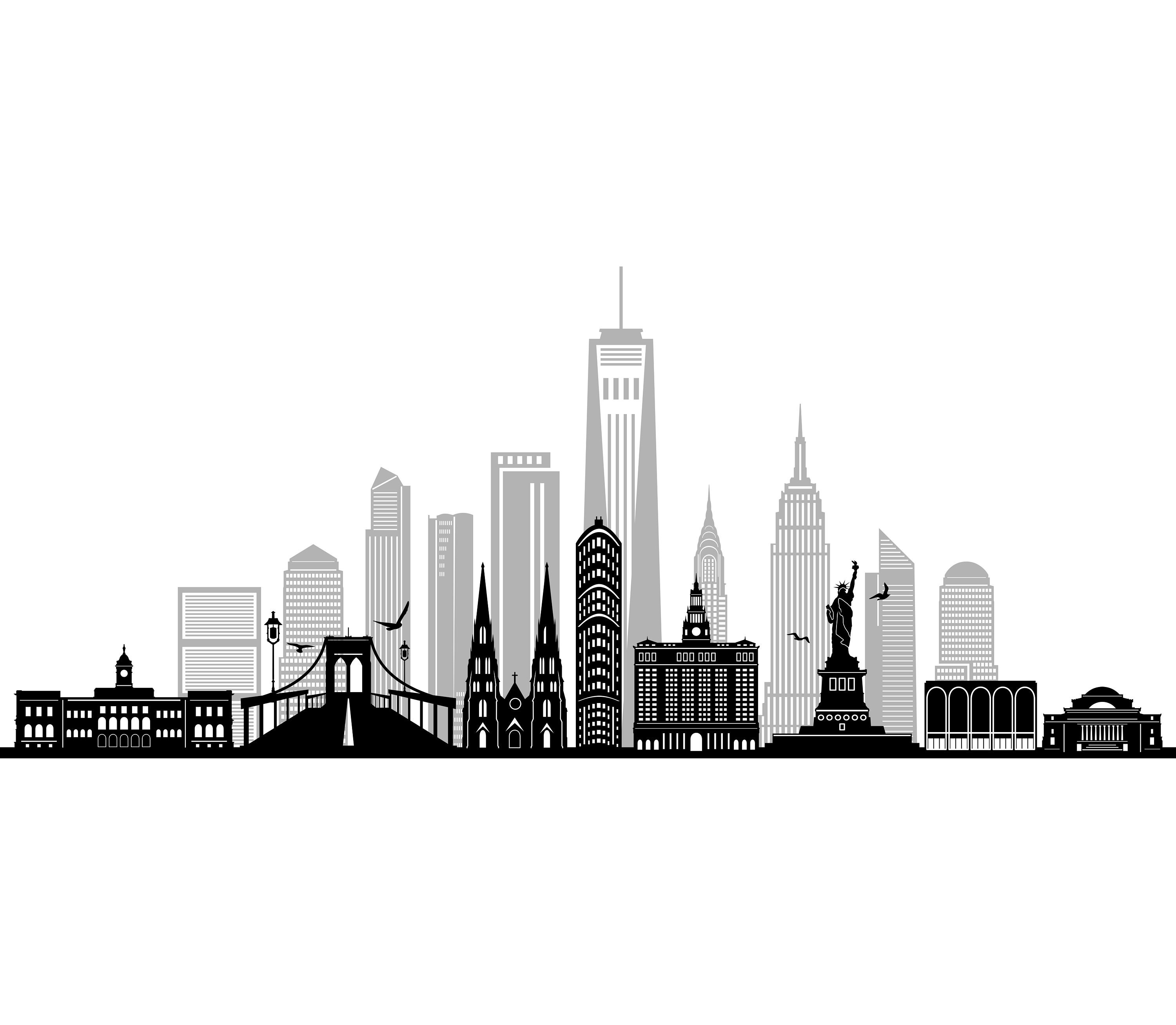 NEW YORK City SKYLINE Outline Silhouette Vector Svg Eps Jpg Png | lupon ...