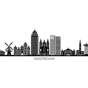 AMSTERDAM Olanda Paesi Bassi SKYLINE City Outline Silhouette Vector Graphic svg eps jpg png