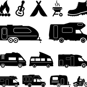 CAMPER CAMPER Car Bus Travel Outline Silhouette Vector Graphic svg eps jpg png
